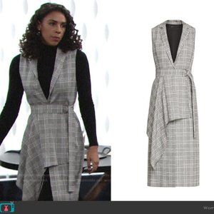 BCBG Maxazria Drape Front Houndstooth Long Vest